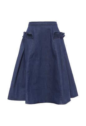 LOST INK  DENIM FRILL MIDI